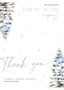 BS077-06 5x3.5 Folded Thank You Note - Christmas Tree Blue Bow: BSB77-01 Invitation Bundle - Christmas Tree Blue Bow