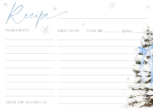 BS077-05 7x5 Recipe Card - Christmas Tree Blue Bow: BSB77-01 Invitation Bundle - Christmas Tree Blue Bow