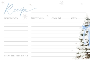 BS077-05 6x4 Recipe Card - Christmas Tree Blue Bow: BSB77-01 Invitation Bundle - Christmas Tree Blue Bow