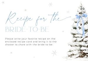 BS077-04 1 5x3.5 Request for Recipe Card - Christmas Tree Blue Bow: BSB77-01 Invitation Bundle - Christmas Tree Blue Bow