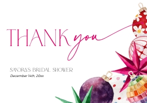 BS078-06 5x3.5 Flat Thank You Note - Bright Christmas: BSB78-01 Invitation Bundle - Bright Christmas