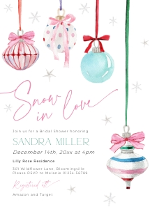 BS079-01 5x7 Invitation - Pastel Christmas Ornaments: BSB79-01 Invitation Bundle - Pastel Christmas Ornaments