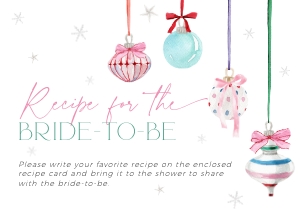 BS079-04 1 5x3.5 Request for Recipe Card - Pastel Christmas Ornaments: BSB79-01 Invitation Bundle - Pastel Christmas Ornaments