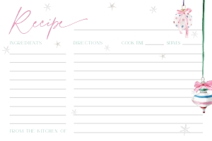 BS079-05 6x4 Recipe Card - Pastel Christmas Ornaments: BSB79-01 Invitation Bundle - Pastel Christmas Ornaments