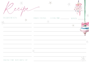 BS079-05 7x5 Recipe Card - Pastel Christmas Ornaments: BSB79-01 Invitation Bundle - Pastel Christmas Ornaments