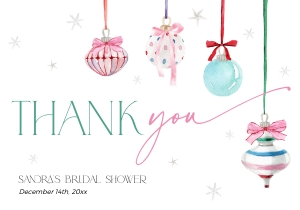 BS079-06 5x3.5 Flat Thank You Note - Pastel Christmas Ornaments: BSB79-01 Invitation Bundle - Pastel Christmas Ornaments