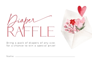 BB083-02 5x3.5" Diaper Raffle Ticket - Heart Post: BBB83-01 Invitation Bundle - Heart Post