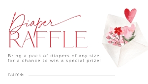 BB083-02 35x2 Diaper Raffle Ticket - Heart Post: BBB83-01 Invitation Bundle - Heart Post