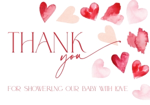 BB084-04 Flat Thank You Note - Red Hearts: BBB84-01 Invitation Bundle - Red Hearts