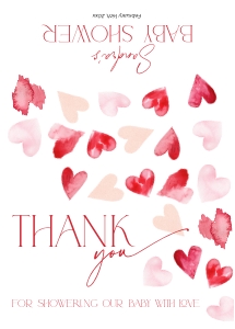 BB084-04 Folded Thank You Note - Red Hearts: BBB84-01 Invitation Bundle - Red Hearts