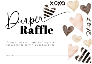 BB085-02 5x3.5" Diaper Raffle Ticket - Modern Valentine: BBB85-01 Invitation Bundle - Modern Valentine