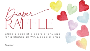 BB086-02 35x2 Diaper Raffle Ticket - Colorful Hearts: BBB86-01 Invitation Bundle - Colorful Hearts