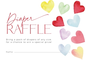 BB086-02 5x3.5" Diaper Raffle Ticket - Colorful Hearts: BBB86-01 Invitation Bundle - Colorful Hearts