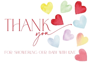 BB086-04 Flat Thank You Note - Colorful Hearts: BBB86-01 Invitation Bundle - Colorful Hearts