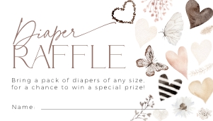 BB087-02 35x2 Diaper Raffle Ticket - Butterfly Heart: BBB87-01 Invitation Bundle - Butterfly Heart