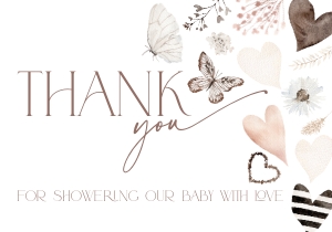 BB087-04 Flat Thank You Note - Butterfly Heart: BBB87-01 Invitation Bundle - Butterfly Heart