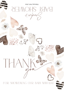 BB087-04 Folded Thank You Note - Butterfly Heart: BBB87-01 Invitation Bundle - Butterfly Heart