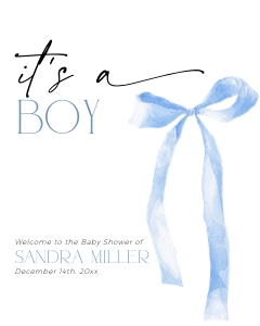 BB089-11 8x10" Welcome Sign - Coquette Bow Blue: BB089-11 Welcome Sign - Coquette Bow Blue