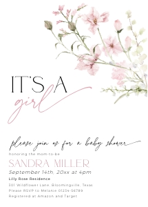 BB090-01 5x7 Invitation - Dusty Pink Florals: BBB90-01 Invitation Bundle - Dusty Pink Florals