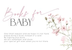 BB090-03 1 5x3.5" Books for Baby Card - Dusty Pink Florals: BBB90-01 Invitation Bundle - Dusty Pink Florals