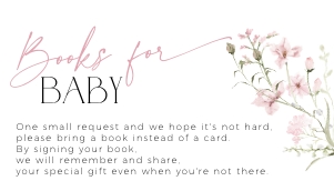 BB090-03 2 3.5x2 Books for Baby Card - Dusty Pink Florals: BBB90-01 Invitation Bundle - Dusty Pink Florals