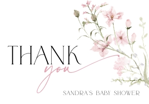 BB090-04 Flat Thank You Note - Dusty Pink Florals: BBB90-01 Invitation Bundle - Dusty Pink Florals