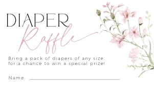 BB090-02 2 3.5x2 Diaper Raffle Ticket - Dusty Pink Florals: BBB90-01 Invitation Bundle - Dusty Pink Florals