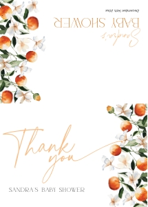 BB091-04 Folded Thank You Note - Floral Oranges: BBB91-01 Invitation Bundle - Floral Oranges