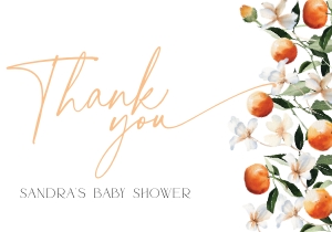 BB091-04 Flat Thank You Note - Floral Oranges: BBB91-01 Invitation Bundle - Floral Oranges