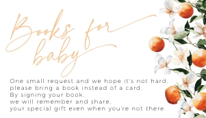BB091-03 2 3.5x2 Books for Baby Card - Floral Oranges: BBB91-01 Invitation Bundle - Floral Oranges