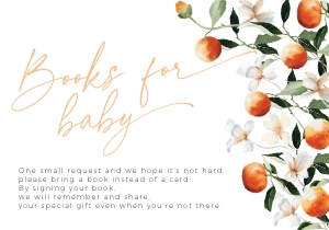 BB091-03 1 5x3.5" Books for Baby Card - Floral Oranges: BBB91-01 Invitation Bundle - Floral Oranges