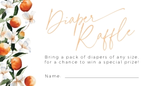 BB091-02 2 3.5x2 Diaper Raffle Ticket - Floral Oranges: BBB91-01 Invitation Bundle - Floral Oranges