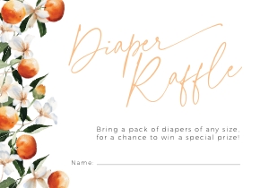BB091-02 1 5x3.5" Diaper Raffle Ticket - Floral Oranges: BBB91-01 Invitation Bundle - Floral Oranges