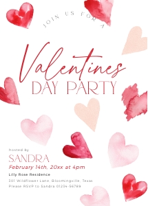 CH084-01 5x7 Invitation - Red Hearts: CHB84-01 Invitation Set - Red Hearts