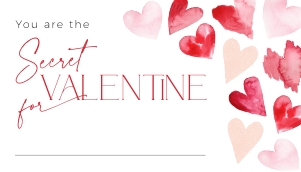 CH084-09 2 3.5x2 Secret Valentine Name Card - Red Hearts: CHB84-02 Secret Valentine Set - Red Hearts