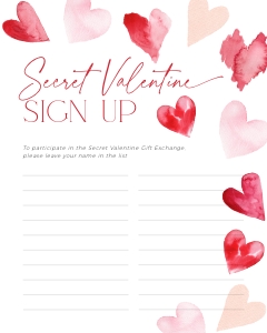 CH084-08 8x10" Secret Valentine Sign Up - Red Hearts: CHB84-02 Secret Valentine Set - Red Hearts