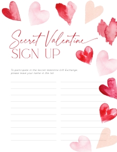 CH084-08 8.5x11" Secret Valentine Sign Up - Red Hearts: CHB84-02 Secret Valentine Set - Red Hearts