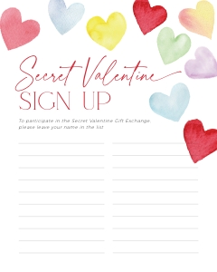 CH086-08 8x10" Secret Valentine Sign Up - Colorful Hearts: CHB86-02 Secret Valentine Set - Colorful Hearts