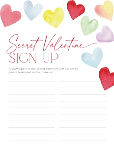 CH086-08 8.5x11" Secret Valentine Sign Up - Colorful Hearts: CHB86-02 Secret Valentine Set - Colorful Hearts
