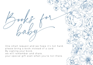 BB094-03 1 5x3.5" Books for Baby Card - Blue Toile de Jouy Flowers: BBB94-01 Invitation Bundle - Blue Toile de Jouy Flowers