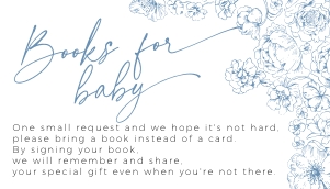 BB094-03 2 3.5x2" Books for Baby Card - Blue Toile de Jouy Flowers: BBB94-01 Invitation Bundle - Blue Toile de Jouy Flowers