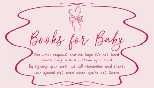 BB096-03 2 3.5x2" Books for Baby Card - Hand Drawn Heart and Bow Pink: BBB96-01 Invitation Bundle - Hand Drawn Heart and Bow Pink