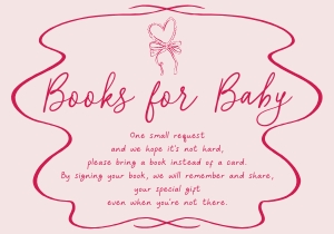 BB096-03 1 5x3.5" Books for Baby Card - Hand Drawn Heart and Bow Pink: BBB96-01 Invitation Bundle - Hand Drawn Heart and Bow Pink