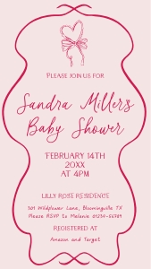 BB096-10 1080x1920px Electronic Invitation - Hand Drawn Heart and Bow Pink: BBB96-01 Invitation Bundle - Hand Drawn Heart and Bow Pink