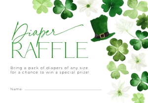 BB0101-02 5x3.5" Diaper Raffle Ticket - Shamrock: BBB101-01 Invitation BUNDLE - Shamrock