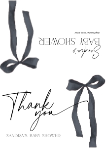 BB099-04 Folded Thank You Note - Coquette Bow Black: BBB99-01 Invitation Bundle - Coquette Bow Black