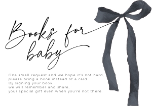 BB099-03 1 5x3.5" Books for Baby Card - Coquette Bow Black: BBB99-01 Invitation Bundle - Coquette Bow Black