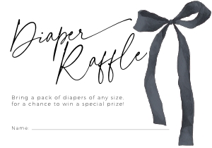 BB099-02 1 5x3.5" Diaper Raffle Ticket - Coquette Bow Black: BBB99-01 Invitation Bundle - Coquette Bow Black