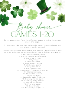 BBG101-00 5x7" Baby Shower Games 01-20 - Shamrock: BBG101-00 Baby Shower Game Bundle - Shamrock