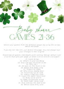 BBG101-00 5x7" Baby Shower Games 21-36 - Shamrock: BBG101-00 Baby Shower Game Bundle - Shamrock